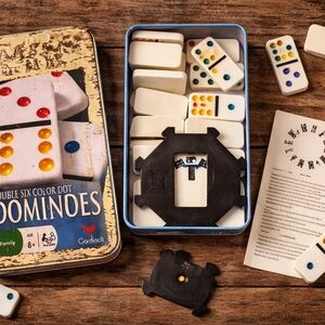 Cardinal Double Six Color Dot Dominoes | Complete Set w Tin